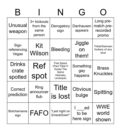 WM 42 + SBM Bingo Card