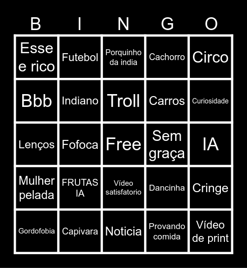 Binga Bingo Card