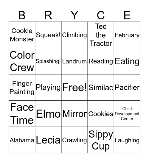 Happy 1st Birthday Bryce! Bingo Card