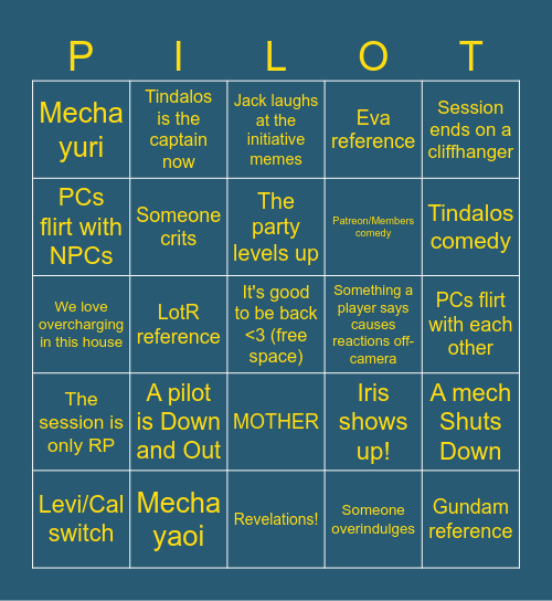 Lancer: Daybreak - Episode 8 Bingo Card