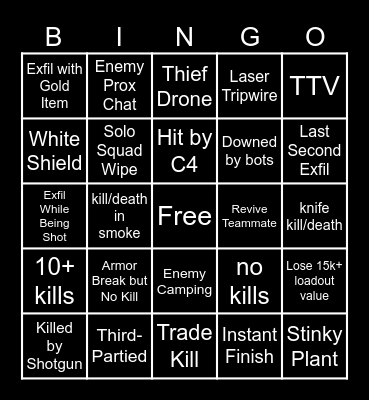 Marathon Bingo Card