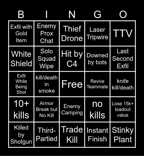 Marathon Bingo Card