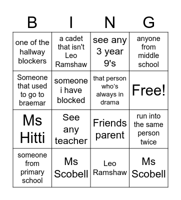 WOODEND COLES PRIME Bingo Card