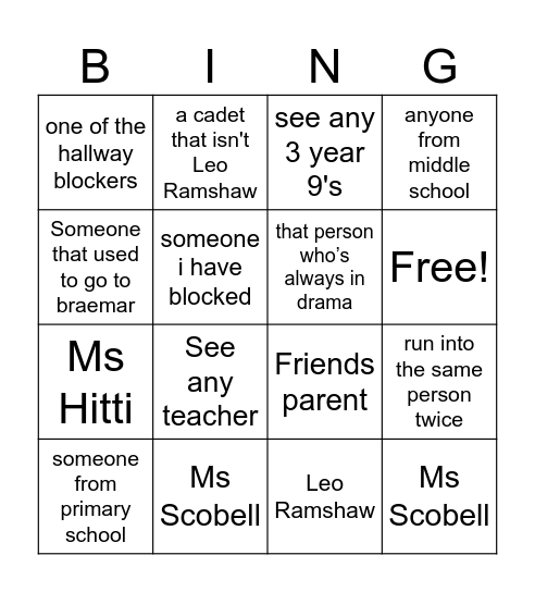 WOODEND COLES PRIME Bingo Card