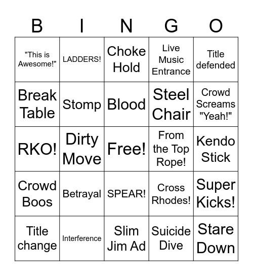 Wrestlemania 42!! Bingo Card