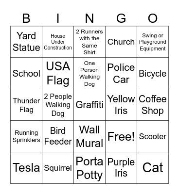 Red Coyote Bingo Card