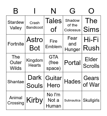 VG Movie Bingo Because I'm Petty Bingo Card