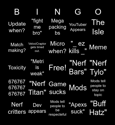 Path of Titans Bingo! Bingo Card