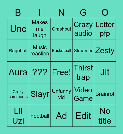 TikTok Bingo Card