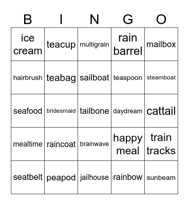 Vowel Team Compound Words Bingo Card