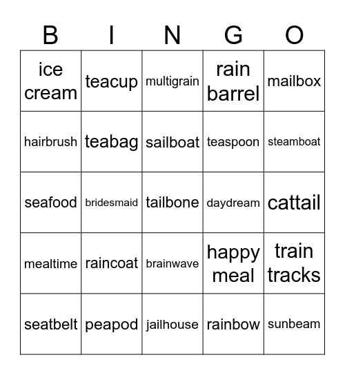 Vowel Team Compound Words Bingo Card