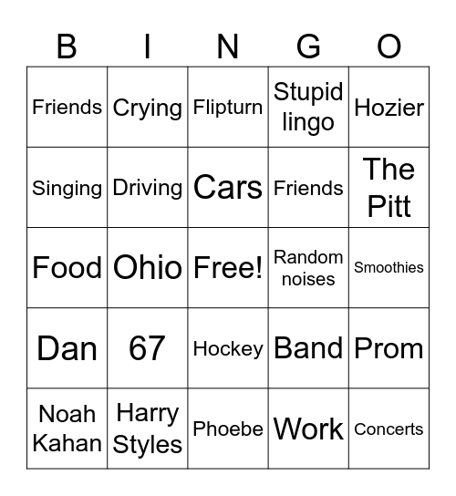 Amanda’s surgery Bingo Card