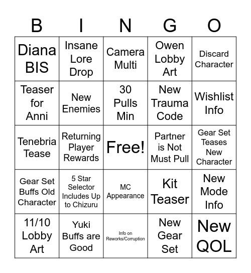 Untitled Bingo Card