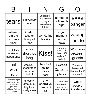 Wedding Bingo Card