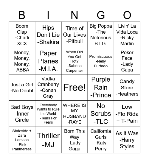 2026 RDT Banquet  Musical BINGO Card