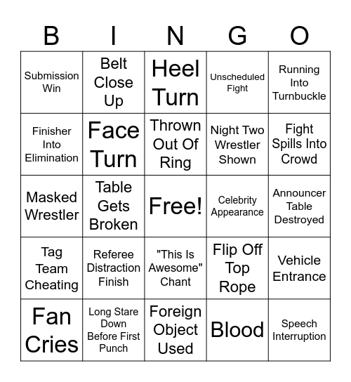 Wrestlemania 42 Bingo Card