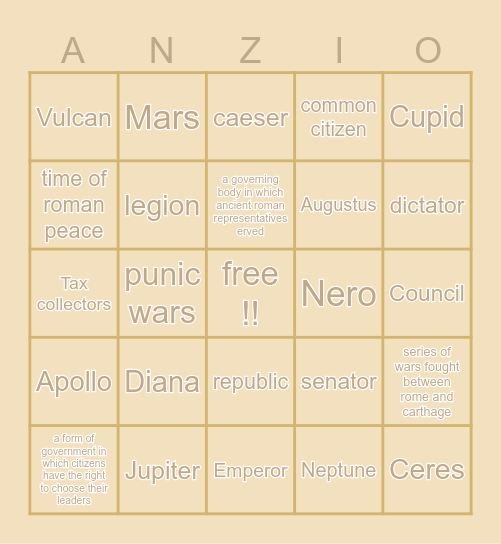 Ancient Rome bingo! Bingo Card