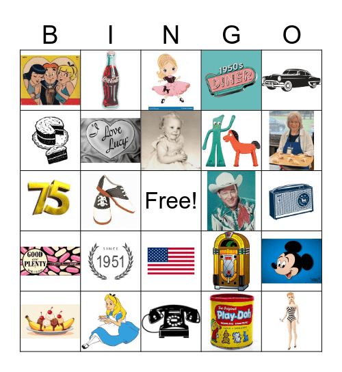 1950's Birthday Bingo Card