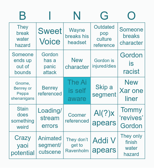 HL2VRAI ACT 2 Bingo Card