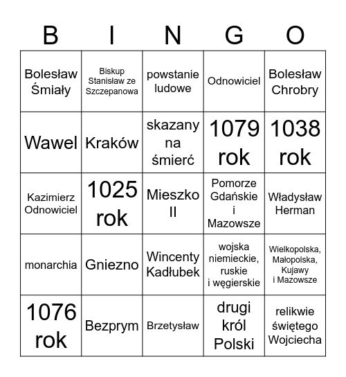 Kryzys i odbudowa monarchii Piastów Bingo Card