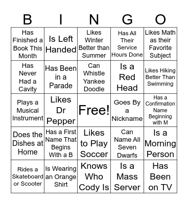 Find Someone Who... Bingo Card