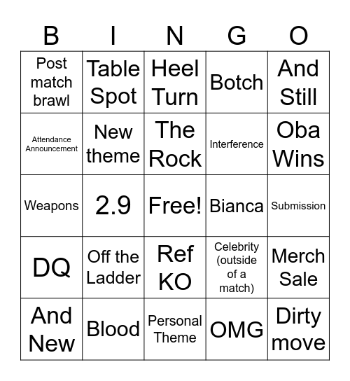 WRESTLEMANIA 42 Bingo Card