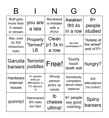 oowoo Bingo Card