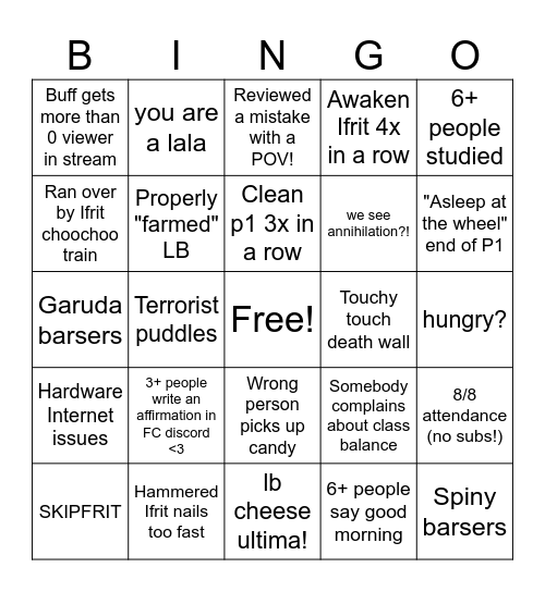 oowoo Bingo Card