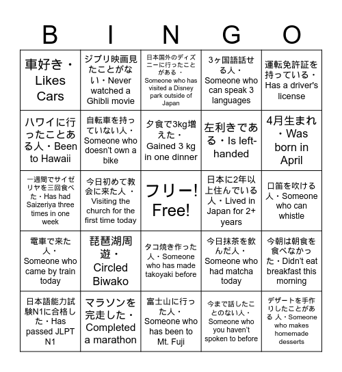 SIタコパ Bingo Card