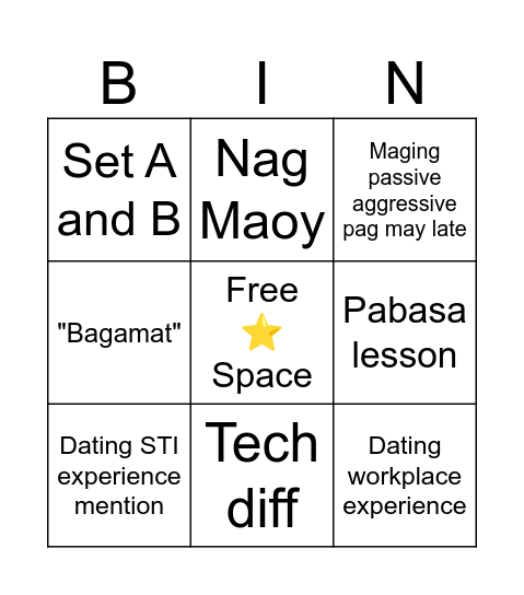 Boss Ezra Bingo Card