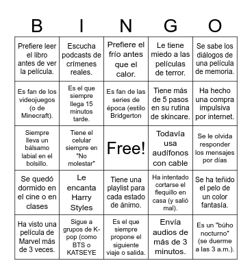 Pollitos Bingo Card