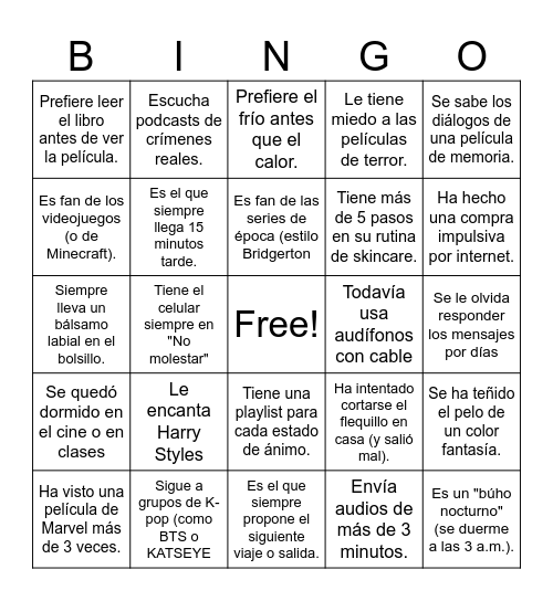 Pollitos Bingo Card