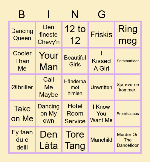 STINE 30 ÅR - MUSIKKBINGO Card
