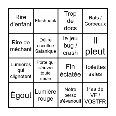 GUGUX'S HORROR BINGO Card