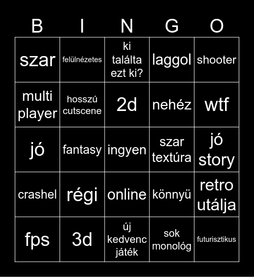 játékok Bingo Card