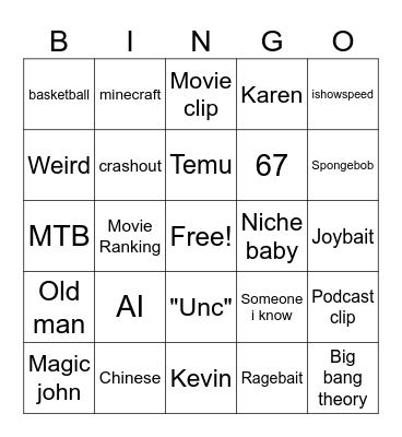 Instagram Bingo Card