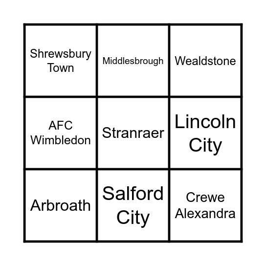 FOOTY BINGO! Bingo Card