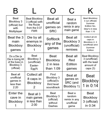 Blockboy Series Bingo Card