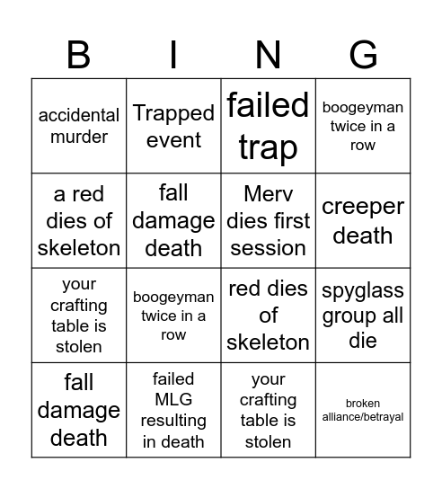 Fragile Life Bingo Card