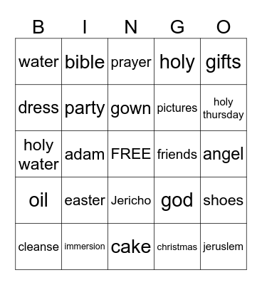 Baptism BINGO Card