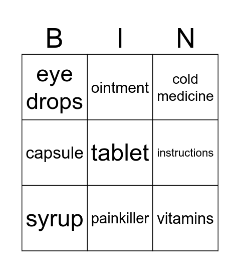 BINGO 1 Bingo Card