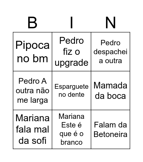 Padre Pedro Bingo Card