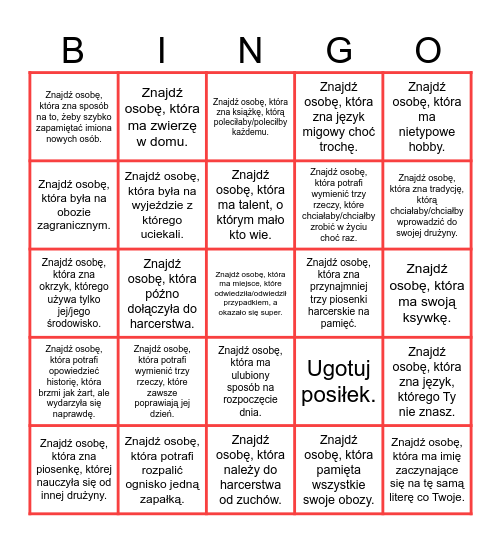 Biwak Namiestnictwa Bingo Card