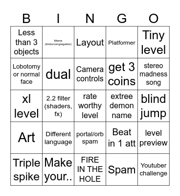 recent tab bingo Card