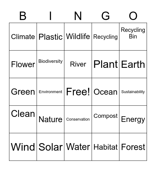 National Earth Day Bingo! Bingo Card