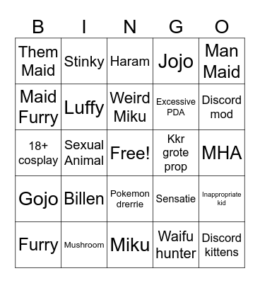 ANIMEGOON Bingo Card