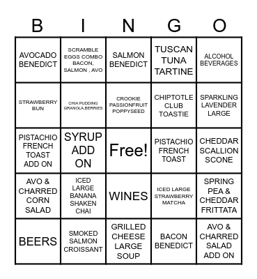 SPRING ITEMS Bingo Card