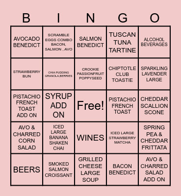 SPRING ITEMS Bingo Card