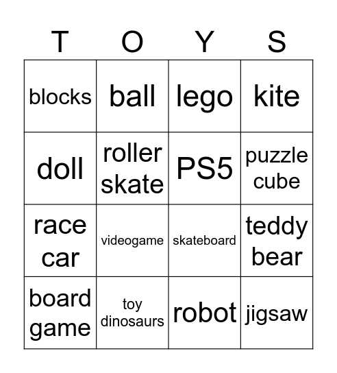 Toys Bingo Card