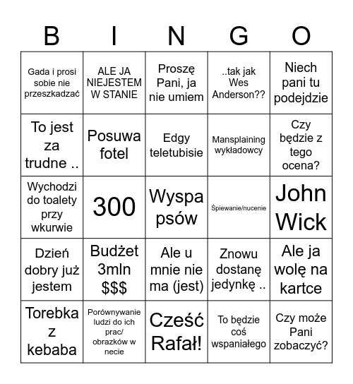 Kolega Maciej Bingo Card